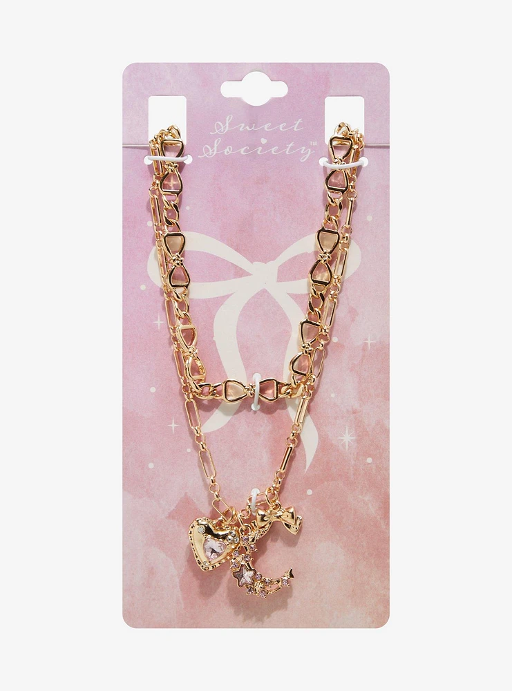 Sweet Society Moon Heart Bling Layered Necklace