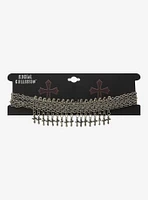 Social Collison Safety Pin Cross Chain Choker