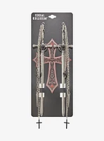 Social Collision Dagger Cross Chain Hair Stick Set