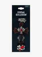 Social Collision Red Crystal Coffin Ring Set