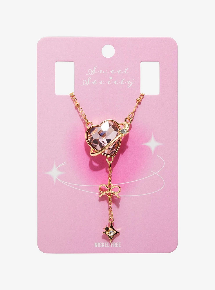 Sweet Society Pink Gem Planet Orbit Necklace