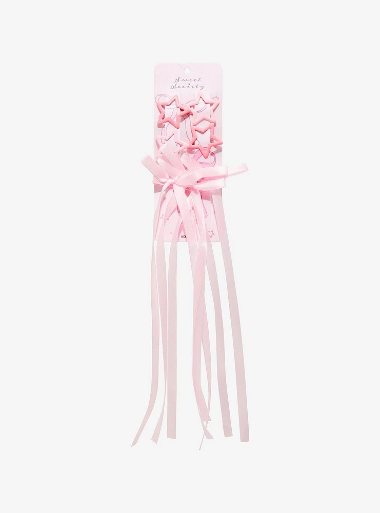 Sweet Society Pink Star Clips & Ribbon Set