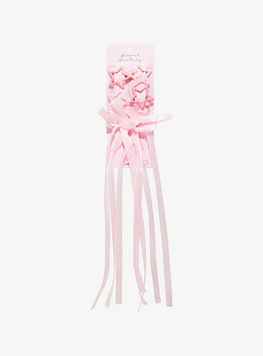 Sweet Society Pink Star Clips & Ribbon Set