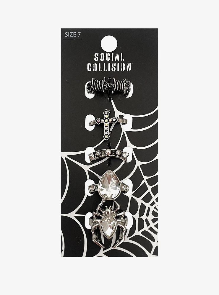 Social Collision Spider Gem Ring Set