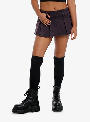 Purple Washed Pleated Micro Skort