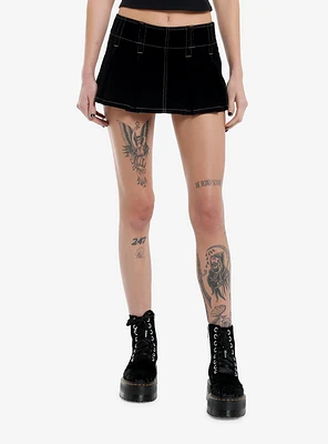 Black Velvet Pleated Micro Skort