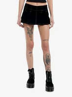 Black Velvet Pleated Micro Skort