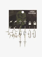 Social Collision Chain Spike Lock Earring Set