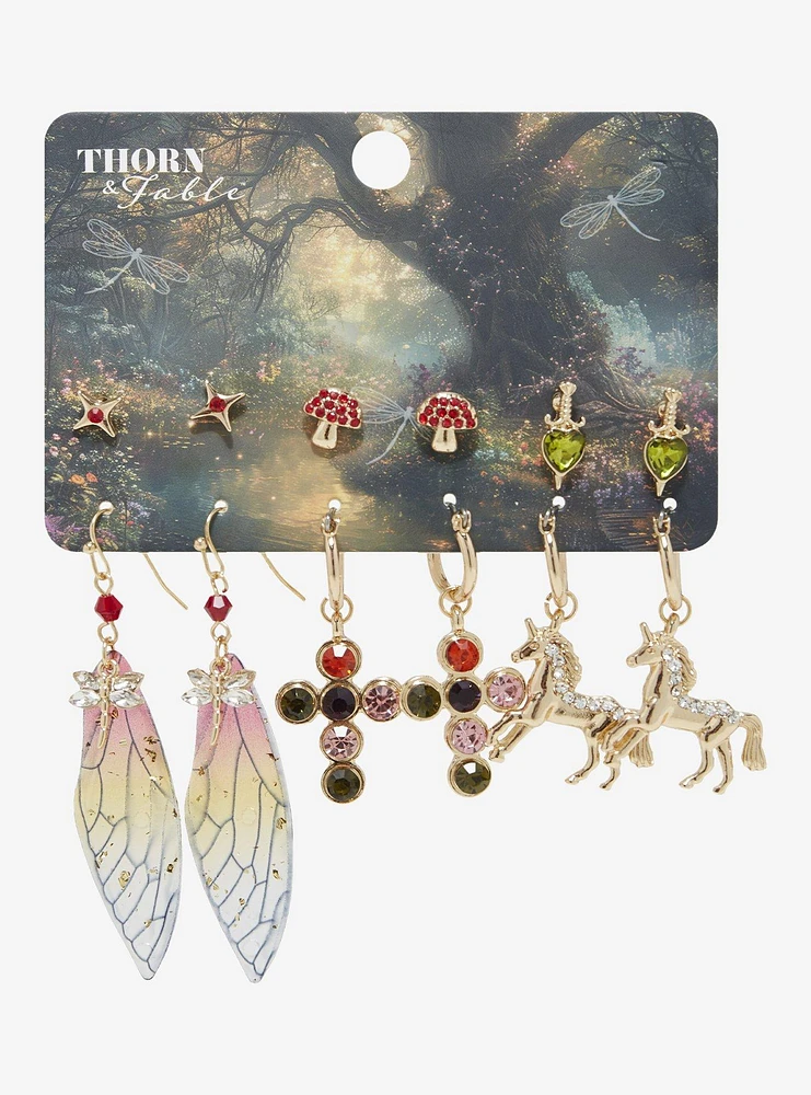 Thorn & Fable Mushroom Wing Unicorn Earring Set