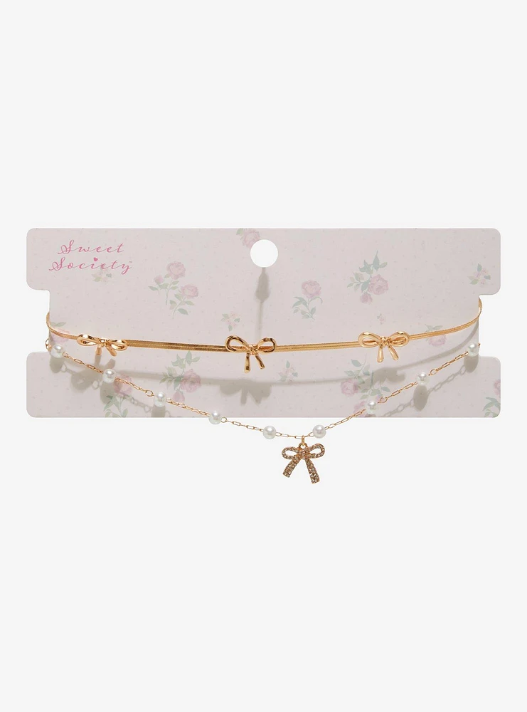 Sweet Society Bow Pearl Choker Set