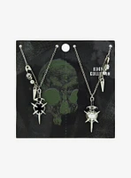 Social Collision Dagger Heart Best Friend Necklace Set