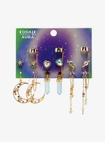 Cosmic Aura Crystal Planet Heart Cuff Earring Set