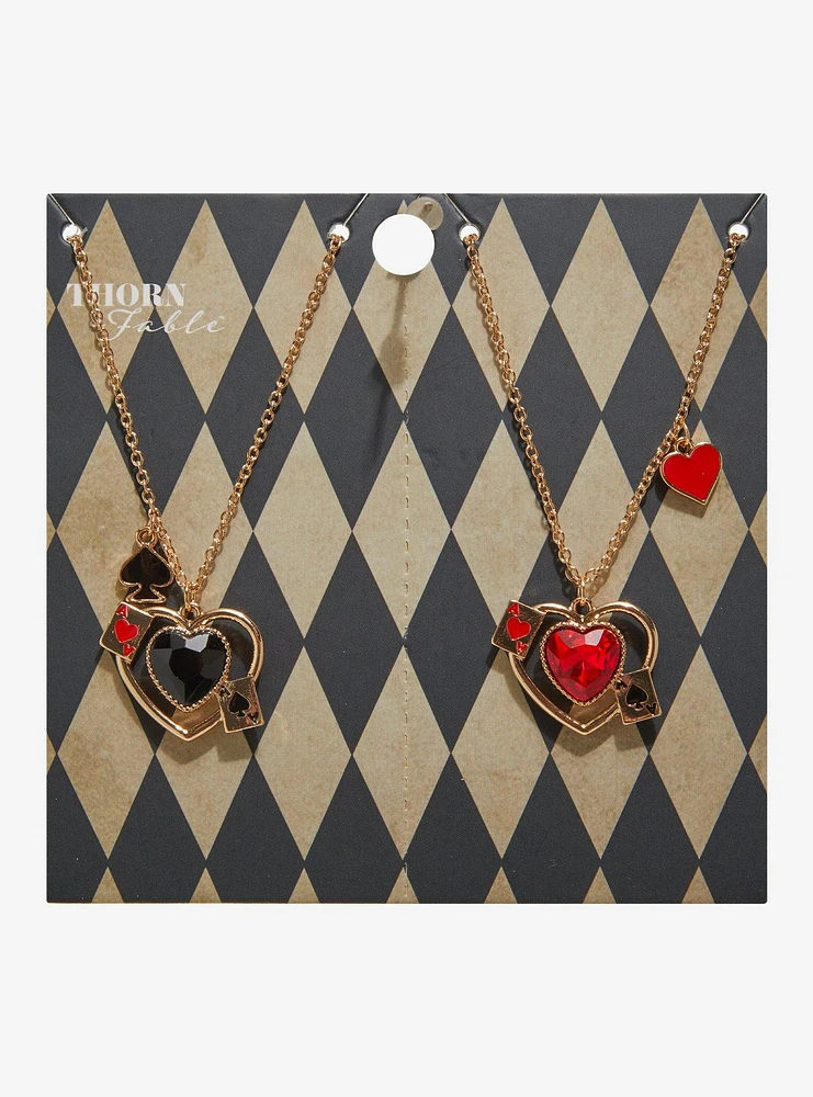 Thorn & Fable Card Suit Heart Best Friend Necklace Set