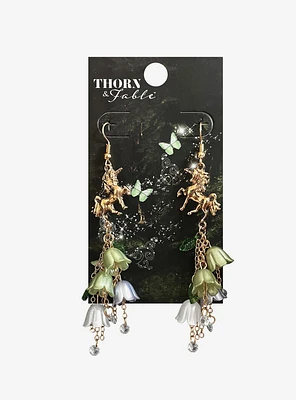 Thorn & Fable Unicorn Flower Drop Earrings