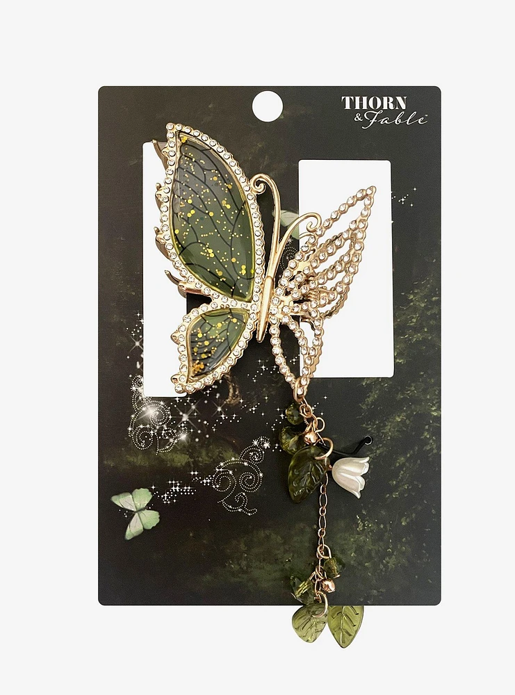 Thorn & Fable Bling Butterfly Leaf Claw Hair Clip