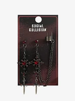 Social Collision Gothic Cross Dagger Cuff Earrings