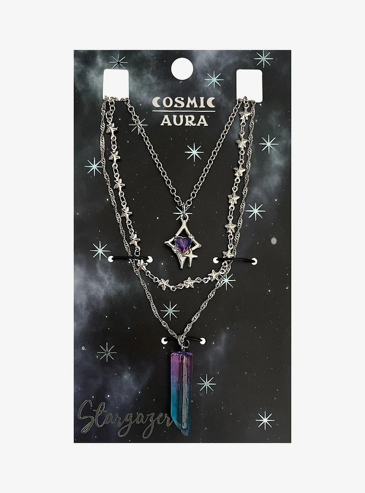 Cosmic Aura Starburst & Crystal Necklace Set