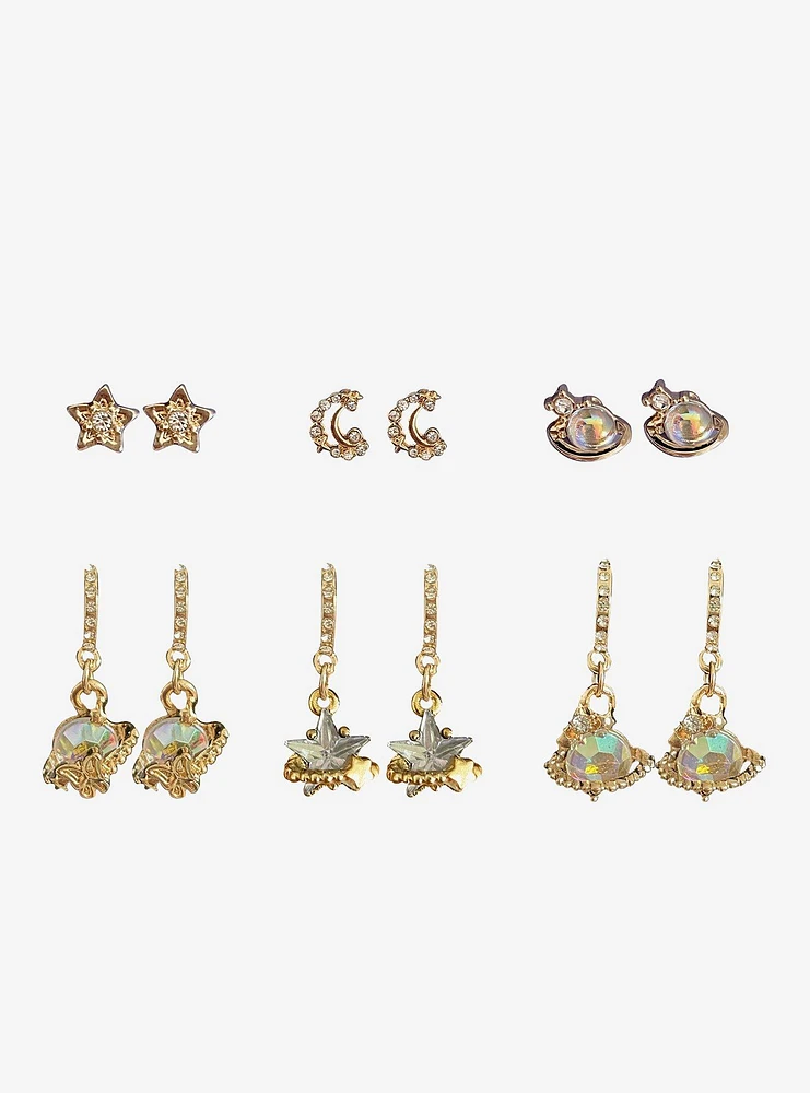 Cosmic Aura Celestial Stud & Huggie Earring Set