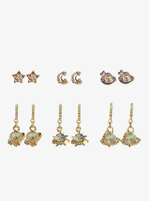 Cosmic Aura Celestial Stud & Huggie Earring Set