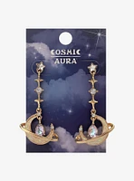 Cosmic Aura Moon Stone Drop Earrings