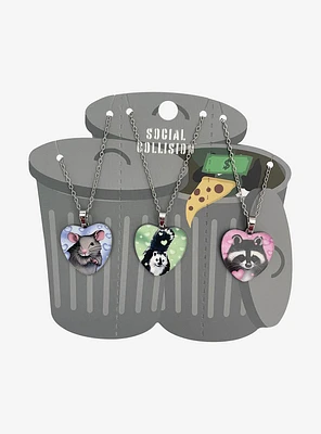 Social Collision Trash Critters Heart Necklace Set