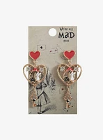 Lewis Carroll Alice's Adventures In Wonderland Heart Charm Earrings