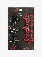 Social Collision Black & Red Star Hair Clip Set