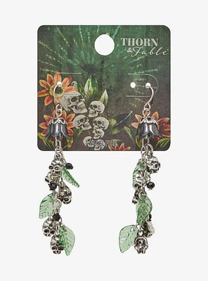 Thorn & Fable Skull Flower Drop Earrings