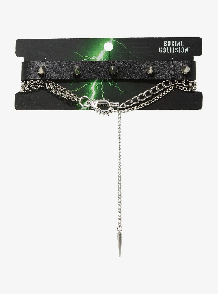 Social Collision Spike Chain Choker Set