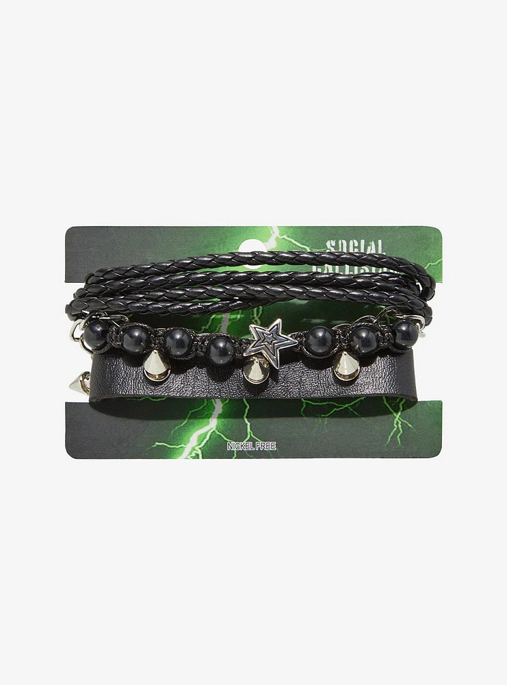 Social Collision Grunge Spike Star Bracelet Set