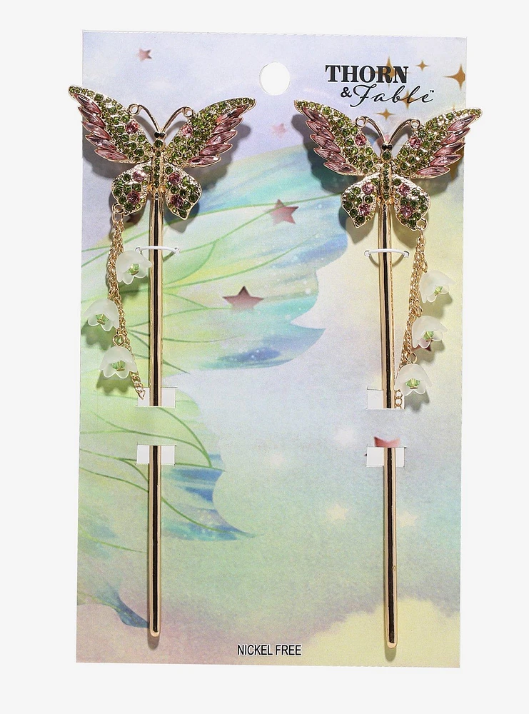 Thorn & Fable Butterfly Flower Hair Stick Set