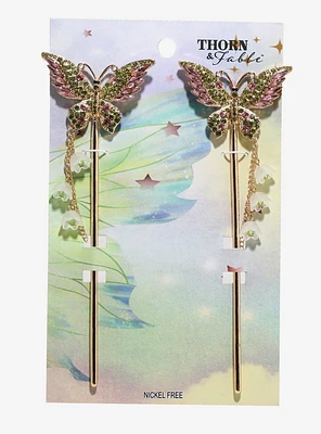 Thorn & Fable Butterfly Flower Hair Stick Set