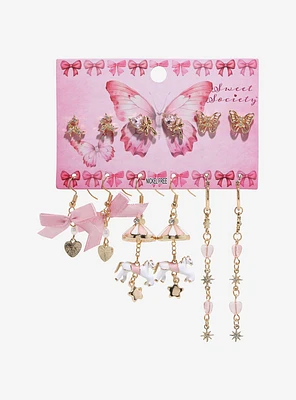 Sweet Society Bow Heart Horse Carousel Earring Set