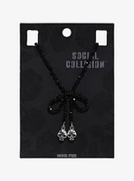 Social Collision Beaded Bow & Skull Charm Necklace