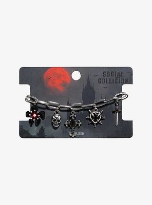 Social Collision Skull & Sword Charm Bracelet