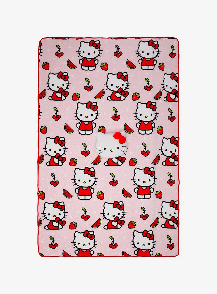 Hello Kitty Fruits Nogginz Pillow & Blanket Set