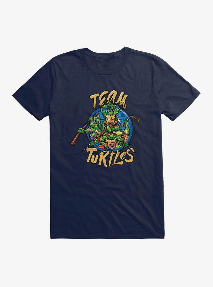 Teenage Mutant Ninja Turtles Team Turtle Group Poses Circle T-Shirt