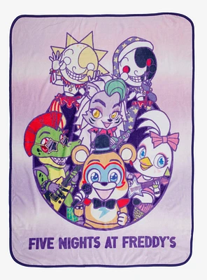 Five Nights At Freddy's: Security Breach Chibi Characters Throw Blanket