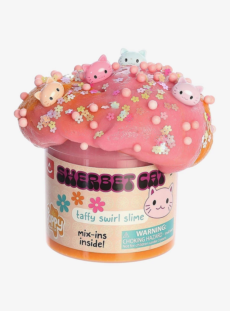 Poppy Slime Co. Sherbet Cat Taffy Swirl Slime With Mix-Ins