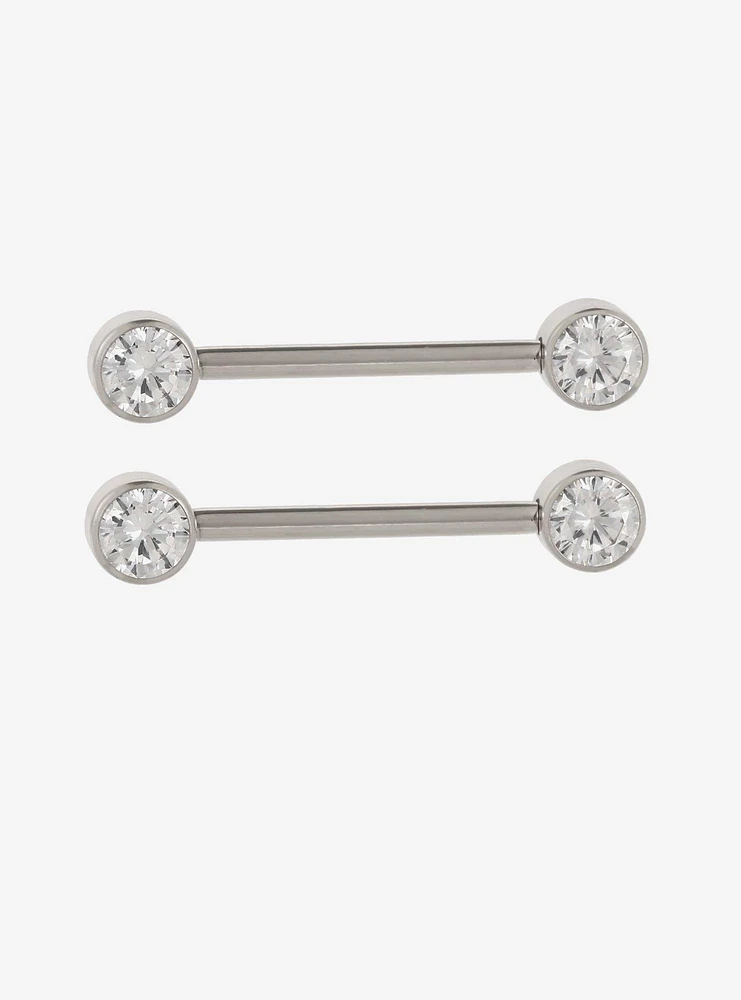 Titanium CZ Nipple Barbell 2 Pack