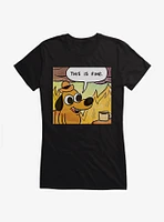 This Is Fine Panel Meme Girls T-Shirt