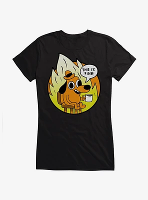 This Is Fine Round Meme Girls T-Shirt