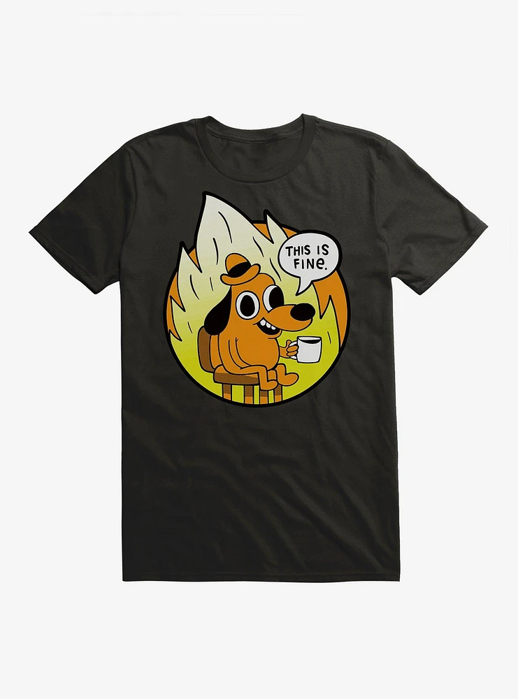 This Is Fine Round Meme T-Shirt