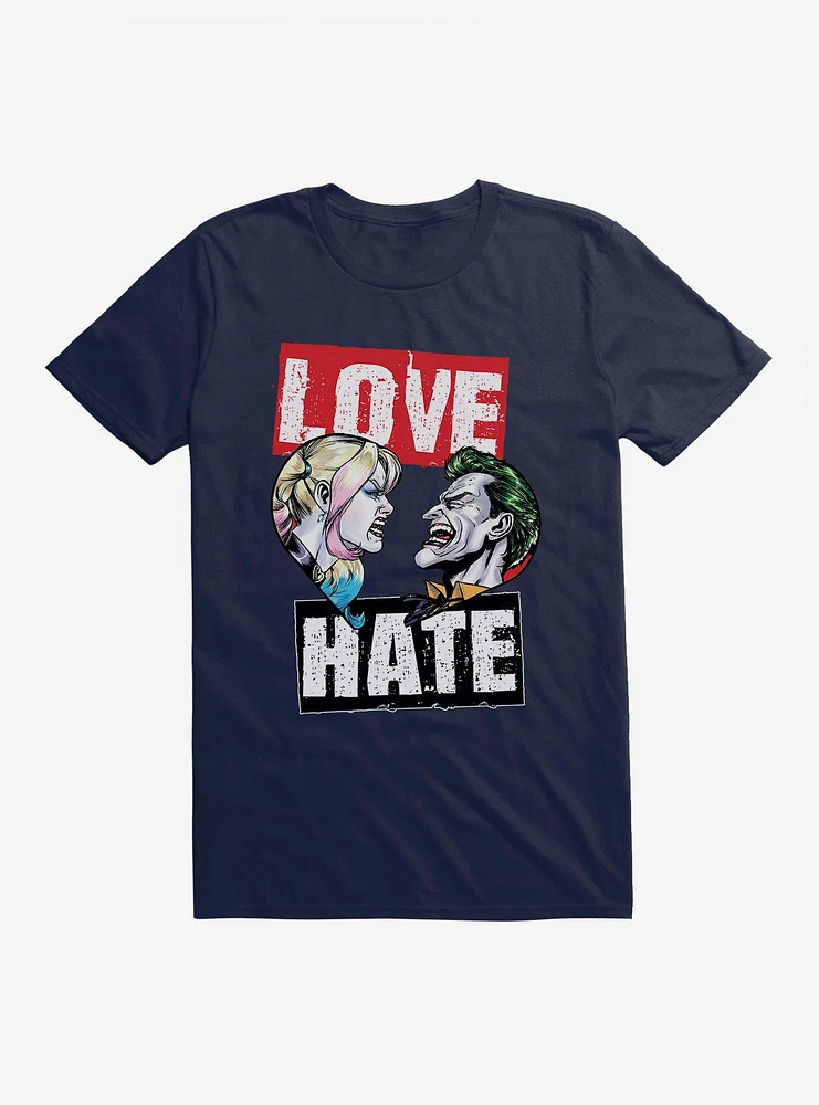 DC Comics Batman Harley Quinn The Joker Love Hate Black T-Shirt