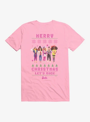 Barbie Merry Christmas Let's Rock Ugly Pattern T-Shirt