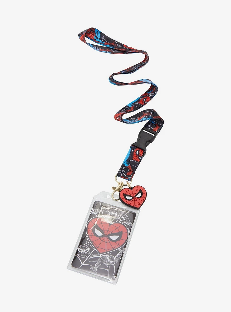 Marvel Spider-Man Heart Mask Allover Print Lanyard - BoxLunch Exclusive