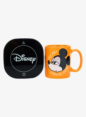 Disney Mickey Mouse Pre Coffee Orange Mug with Warmer