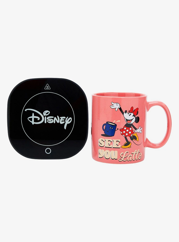 Disney Minnie Mouse See You Latte Pink Mug with Warmer