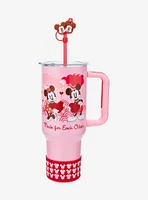 Disney Minnie & Mickey Valentine's Day Tumbler with Handle and Straw Charm — BoxLunch Exclusive