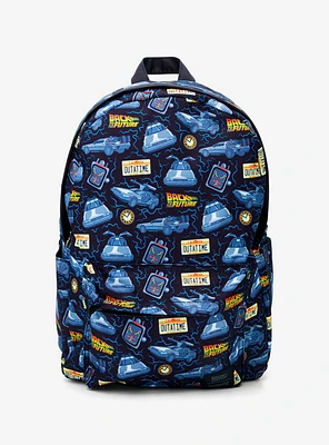 Loungefly Back to the Future 40th Anniversary DeLorean Allover Print Backpack